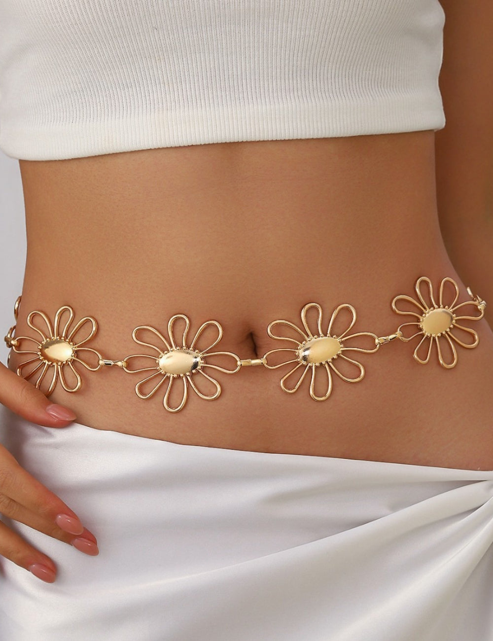 Trendy Gold Plated Hollow Flor - DippedShop Wholesale - #6947