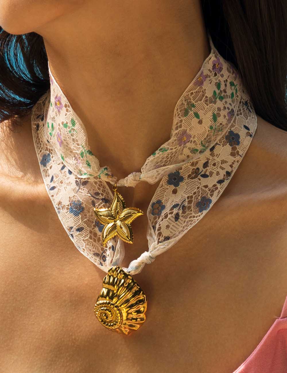 Lace Starfish Pendant Necklace - DippedShop Wholesale - #8659