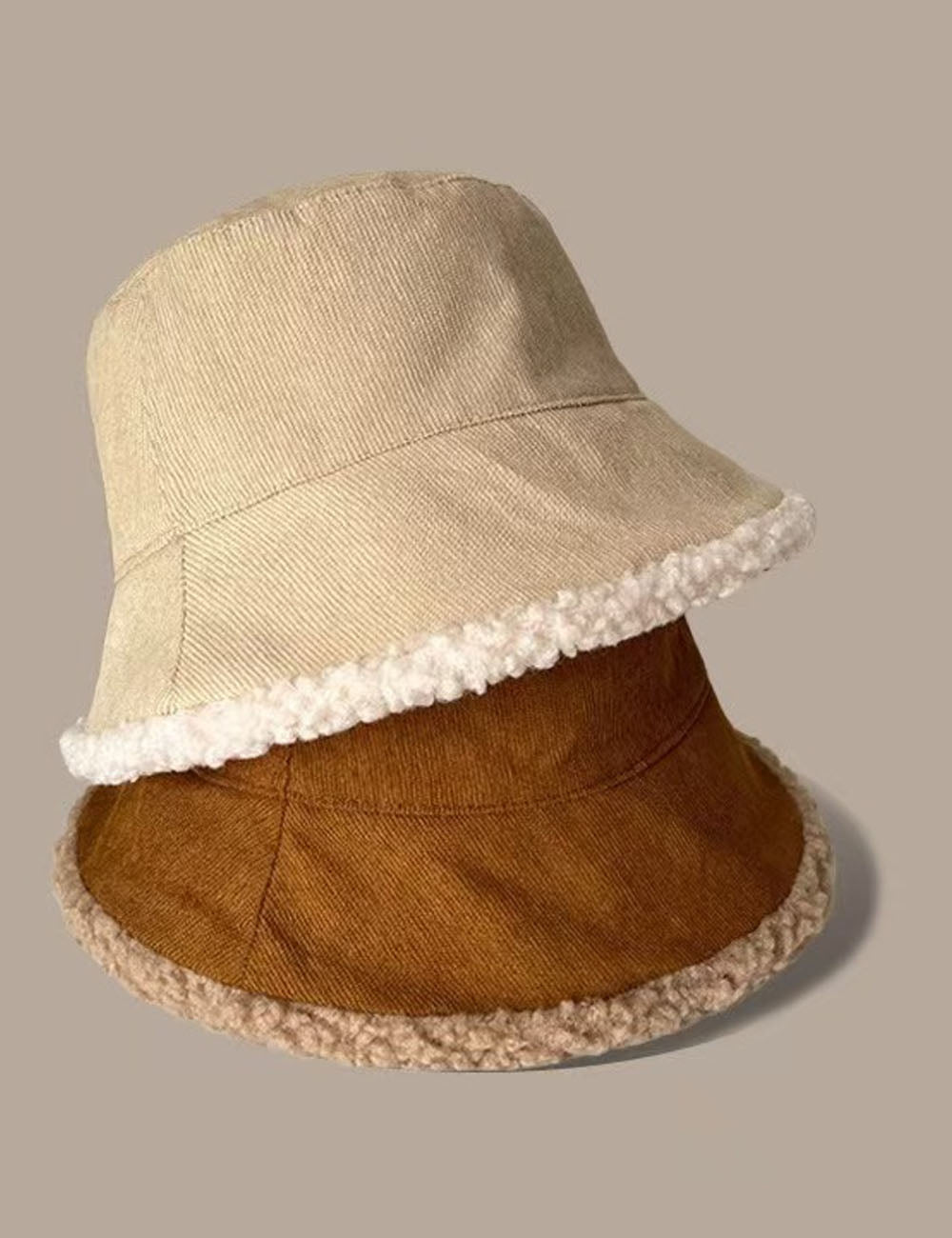 Minimalist Thicken Warm Lamb Wool Bucket Hat DP25H736