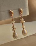 Baroque Pearl Gold Drop Earrings - DippedShop Wholesale - #9539