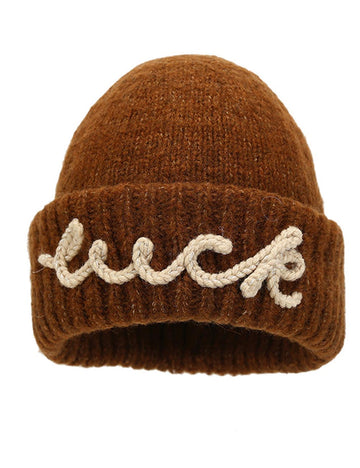 Simple Letter Embroidery Warm Knit Beanie DP25H709