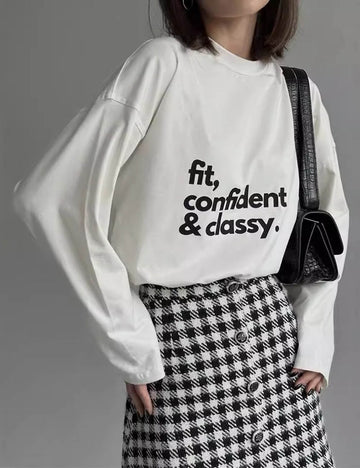 Loose Letter Long Sleeves T-Shirt DP25D670