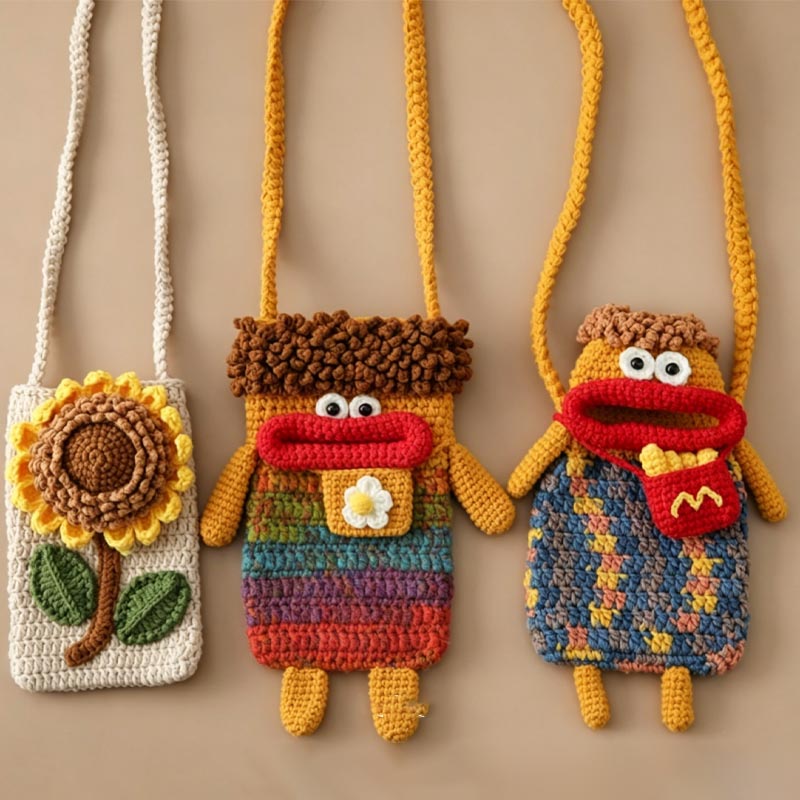 Crochet Sausage Lips Phone Bag - DippedShop Wholesale - #2979