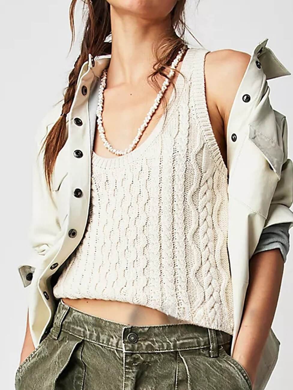 Casual Simple Twist V-Neck Knit Vest DP25C410