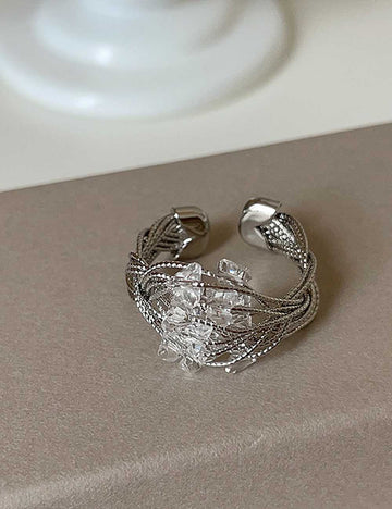 Minimalist Wrapped Wire Crystal Open Ring DP25F771