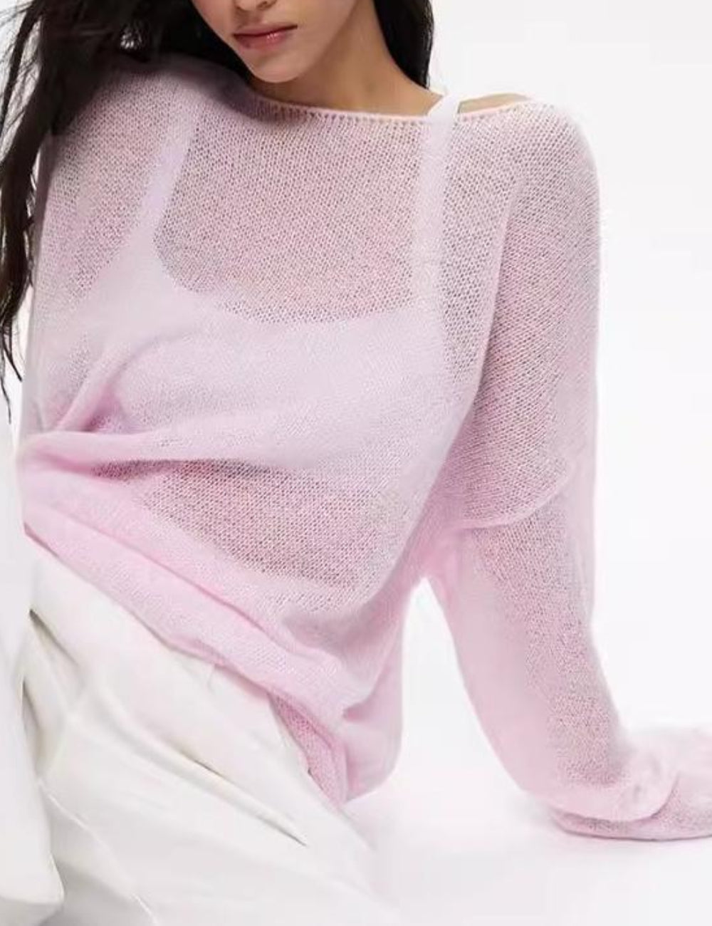 Loose Knit See Through Cover-Up Top DP25B716