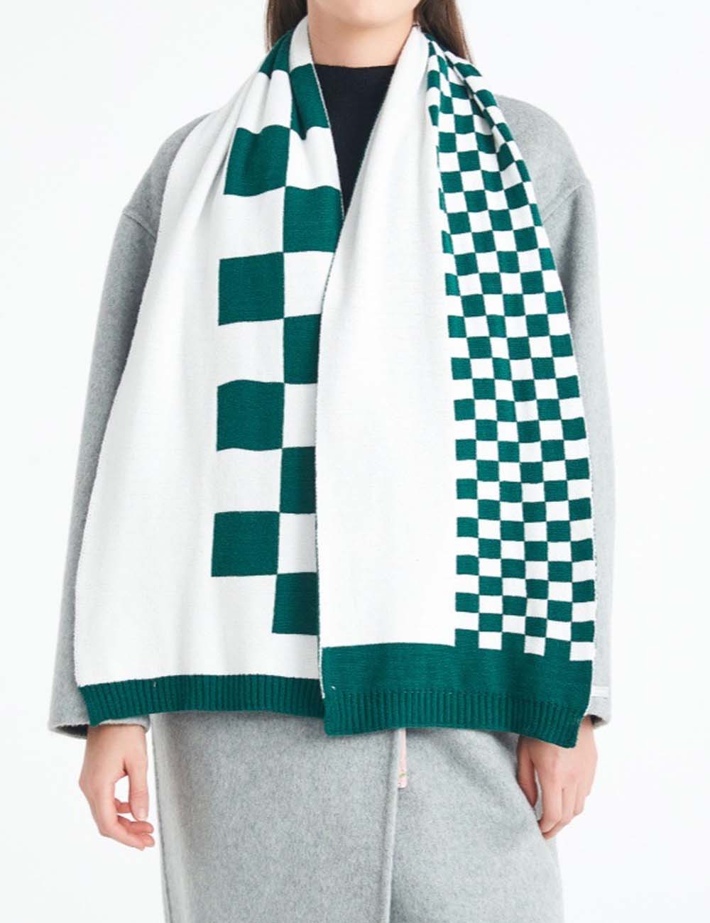 Simple Winter Knit Plaid Warm Scarf DP25G583