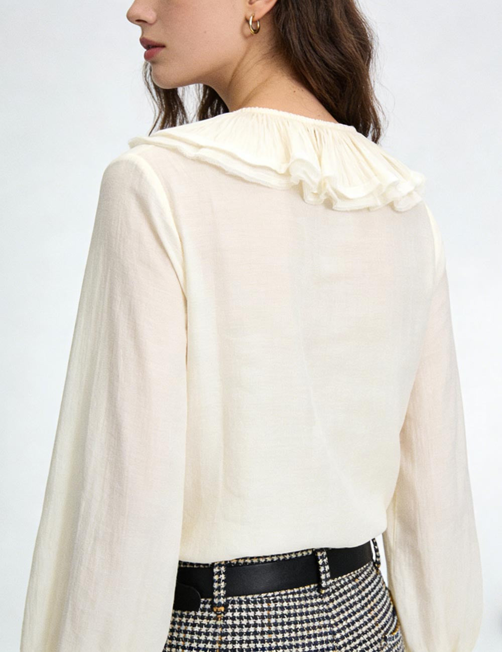 V-Neck Ruffled Chiffon Blouse - DippedShop Wholesale - #2915