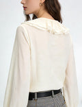 V-Neck Ruffled Chiffon Blouse - DippedShop Wholesale - #5683