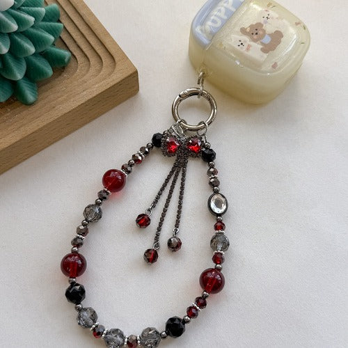 Rhinestone Bow Tassel Crystal Beaded Phone Chain DP25C794