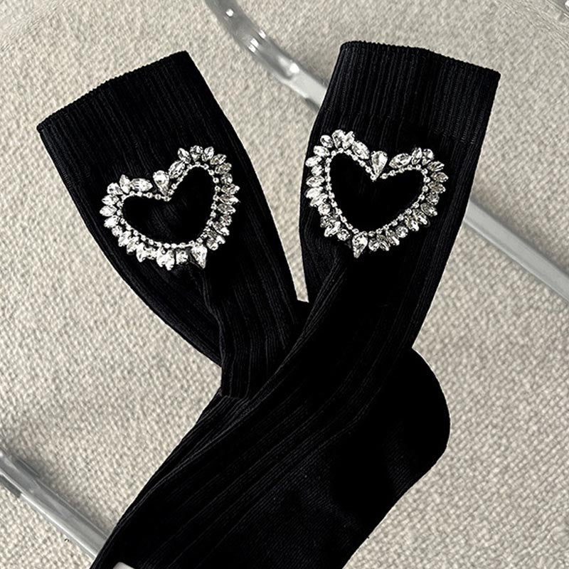 Rhinestone Heart Socks - DippedShop Wholesale - #6259