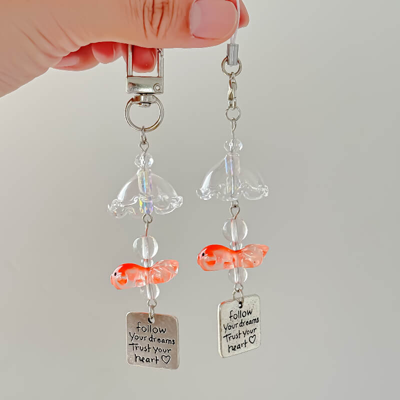 Cute Goldfish Wind Chime Crystal Bag Charm DP25C905