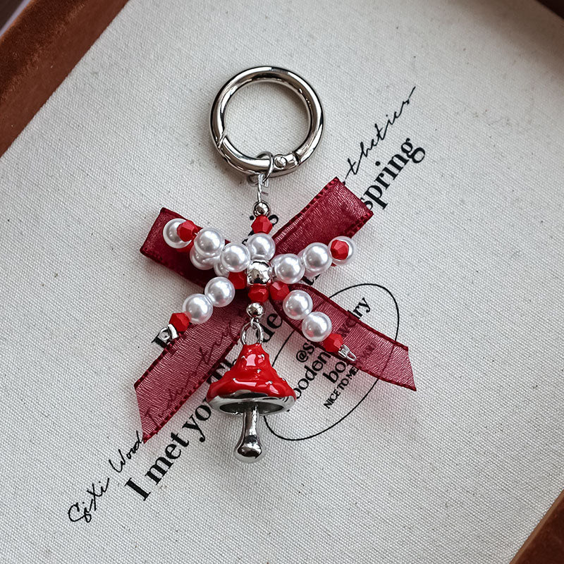 Handmade Bowknot Mushroom Kaychain Bag Charm 6W10BBC411