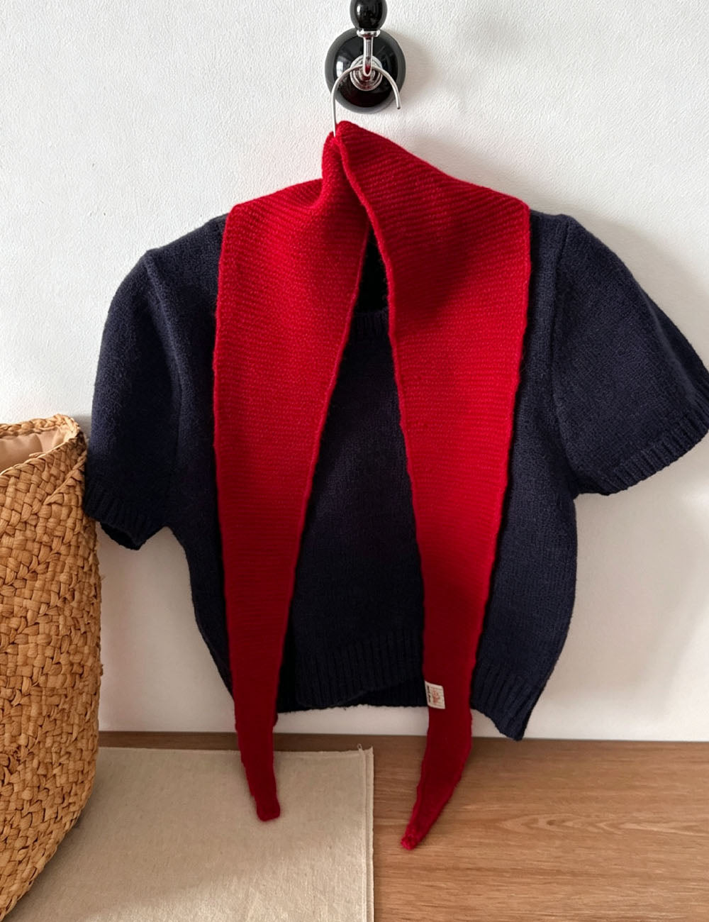 Solid Color Wool Knit Triangle Skinny Scarf 6W6NSW271
