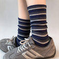 Striped Slouchy Crew Socks - DippedShop Wholesale - #8675