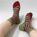 Houndstooth Striped Crew Socks - DippedShop Wholesale - #7251