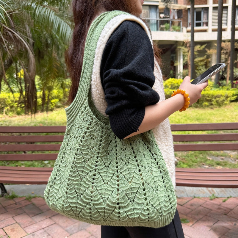 Trendy Solid Color Hand-Crochet Tote Bag 6W10BBG1775