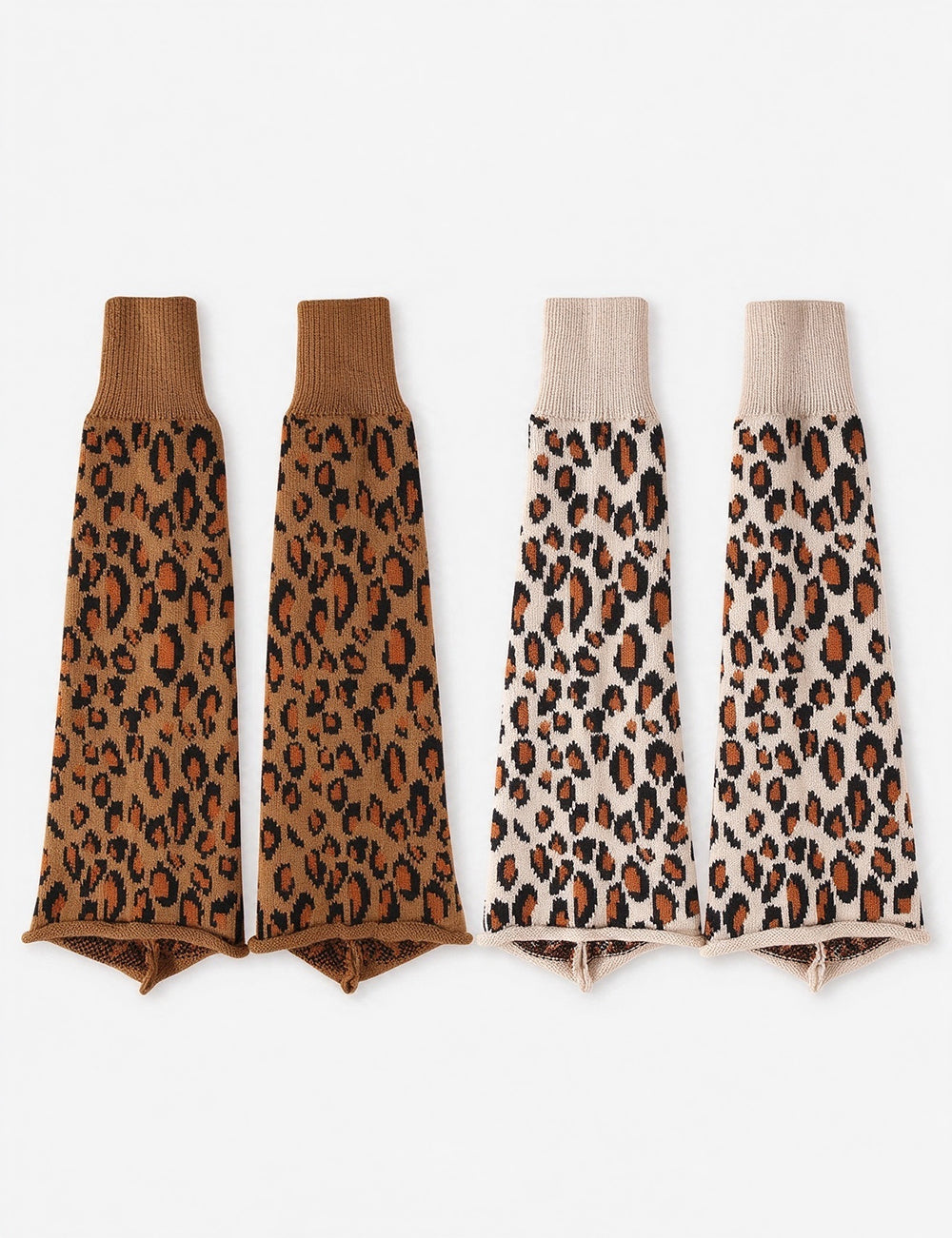 Vintage Leopard Pattern Rib Cuff Socks 6W8FSO1001