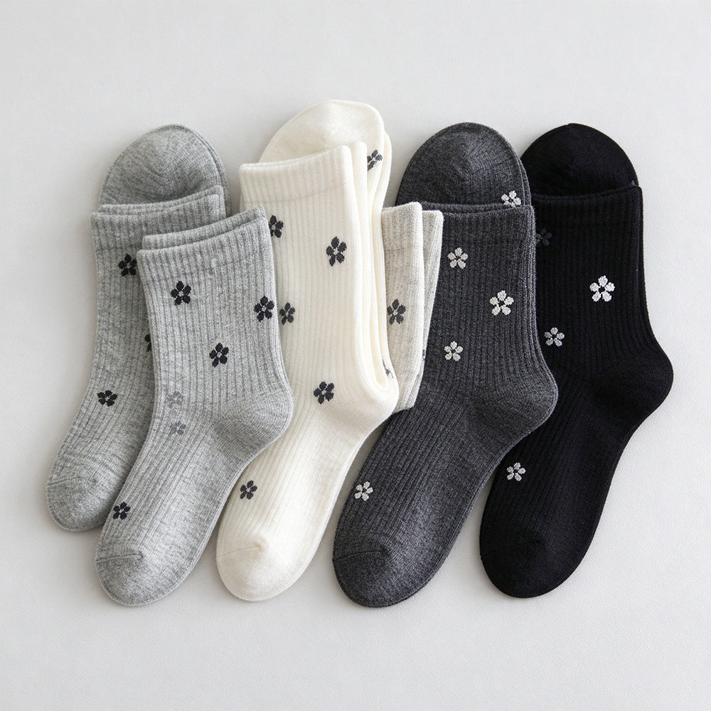 Floral Jacquard Knit Socks - DippedShop Wholesale - #4659