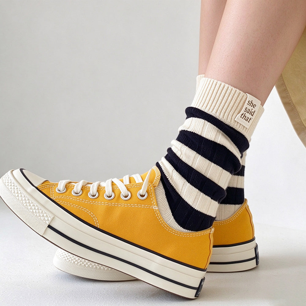 Striped Slouchy Crew Socks - DippedShop Wholesale - #9811