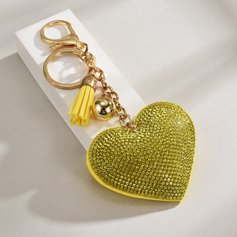 Rhinestone Heart Tassel Bag Charm - DippedShop Wholesale - #9267
