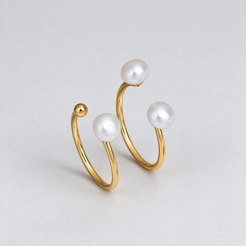 Pearl Gold Plated Open Ring - DippedShop Wholesale - #3587