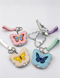 Fluffy Embroidered Butterfly Folding Compact Mirror Keychain 6W10BBC871