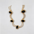 Retro Gold Plated Oval Gemstone Chain Necklace 6W6JNC942