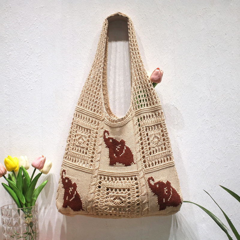 Casual Hollow Out Elephant Print Handbag 6W10BBG1773