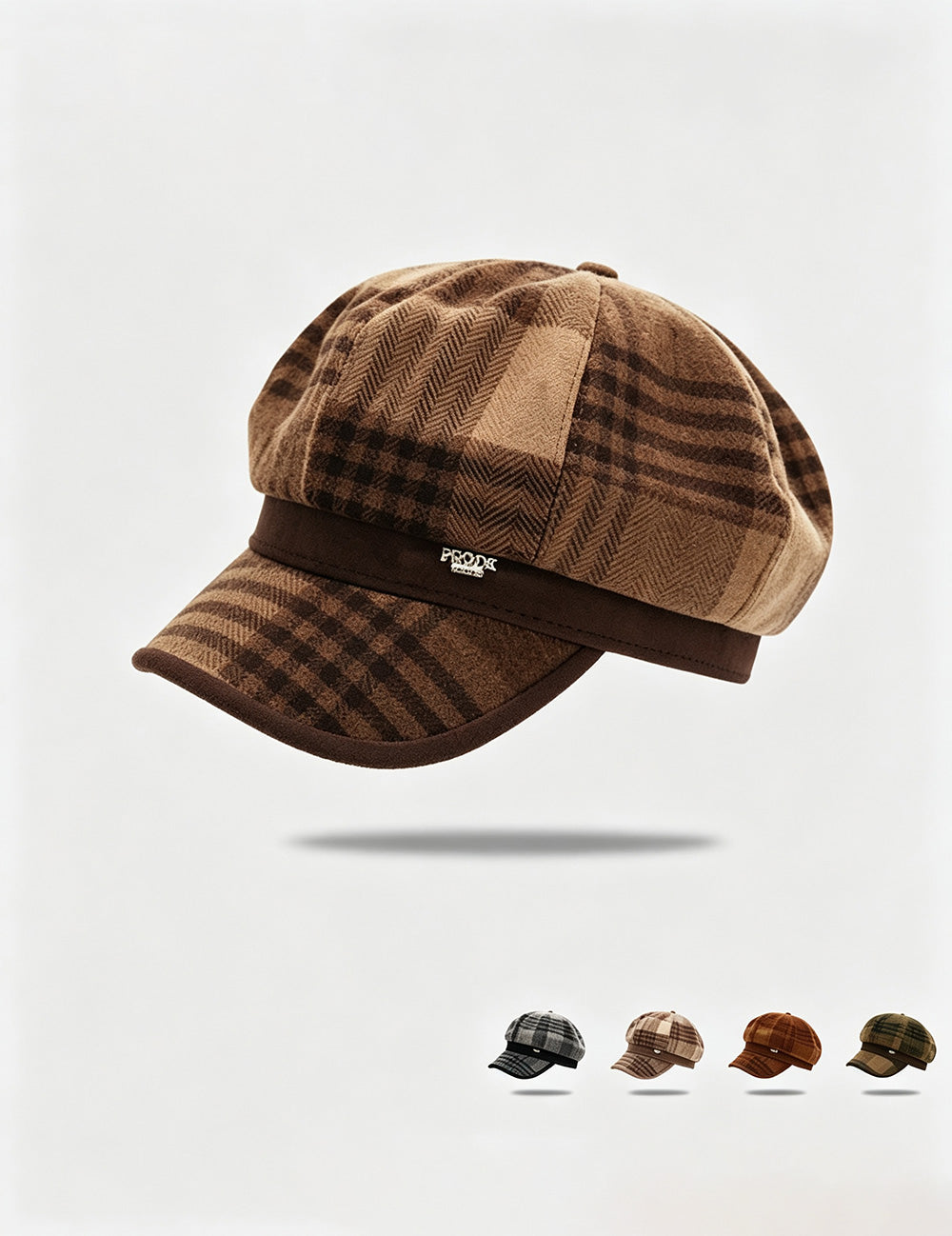 Casual Plaid Color Contrast Newsboy Cap 6W6HAT786