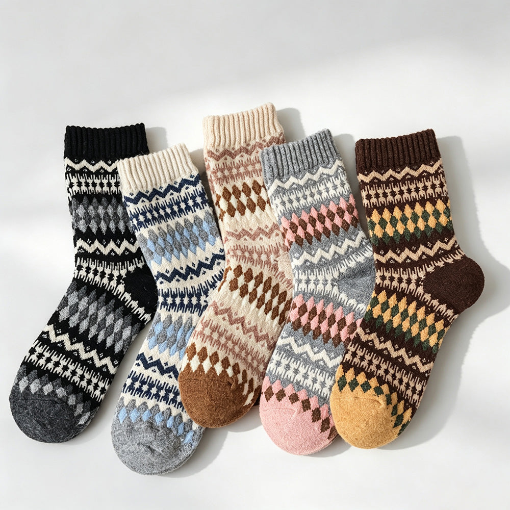 Fair Isle Crew Socks - DippedShop Wholesale - #4355