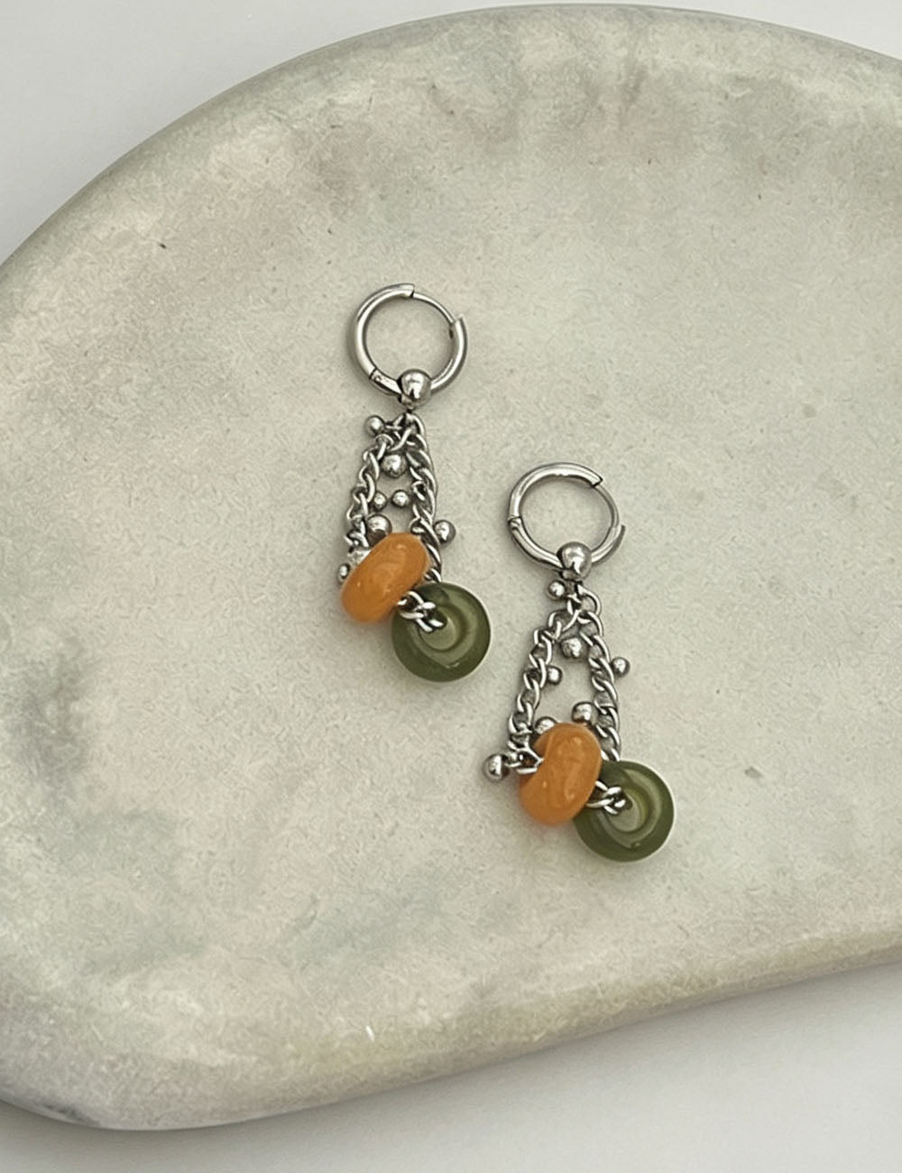 Boho Style Natural Stone Pendant Dangle Earrings 6W6JER605