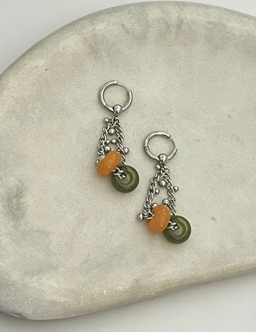 Boho Style Natural Stone Pendant Dangle Earrings 6W6JER605