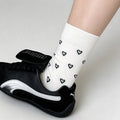 Heart Print Cotton Crew Socks - DippedShop Wholesale - #8563