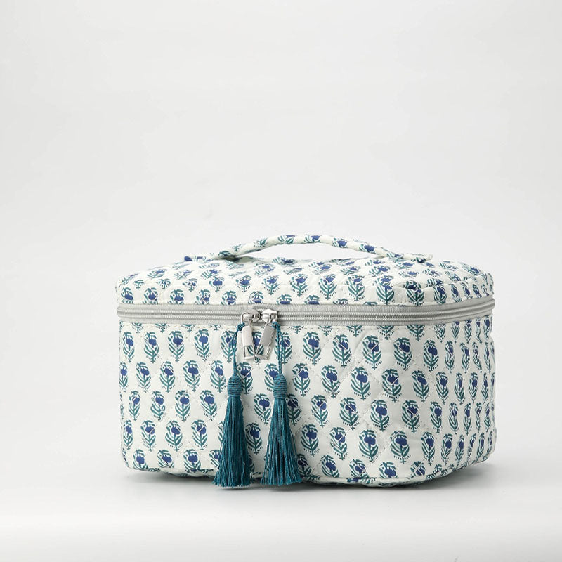 Stylish Floral Print Quilt Shell Cosmetic Bag 6S5CO124