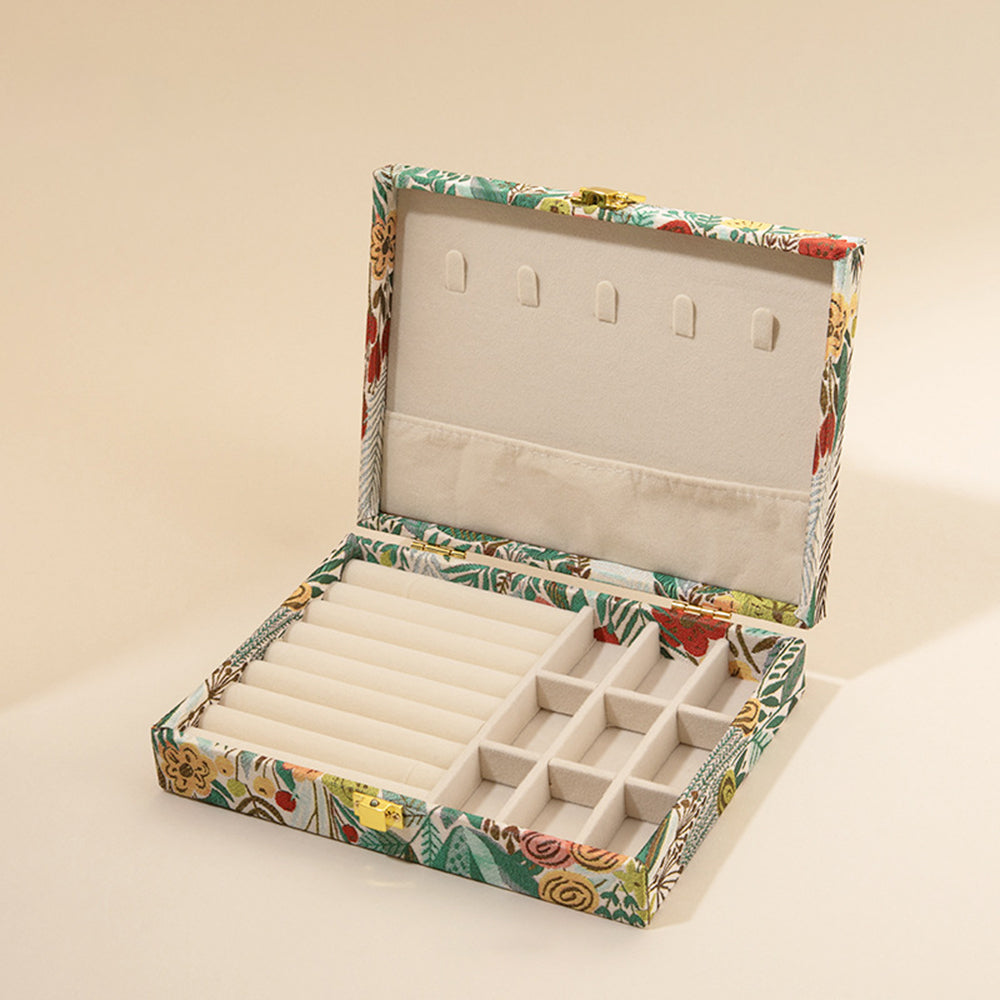 Vintage Embroidered Floral Large Capacity Jewelry Box 6H13HSJ144