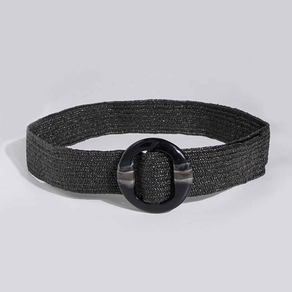 Boho-Style Solid Color Straw Weave Belt 6W6JBT205