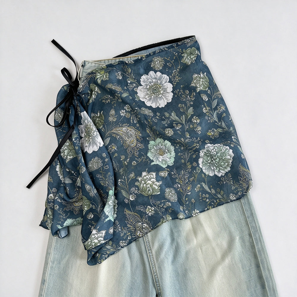 Boho Style Paisley Print Layering Skirt Hip Scarf 6W1SL47