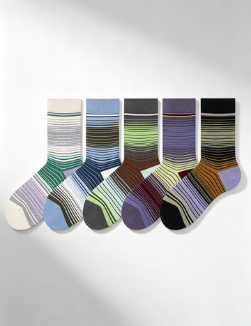 Gradient Stripe Crew Socks - DippedShop Wholesale - #2531