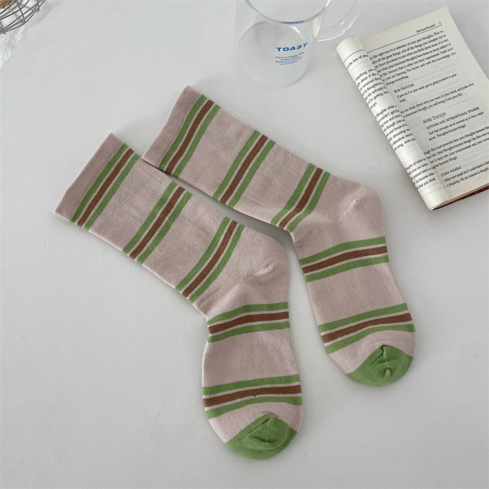 Stylish Color Block Striped Knit Socks 6W8FSO1009