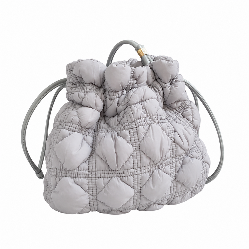 Simple Plaid Ruched Drawstring Bucket Crossbody Bag 6W10BBG1809