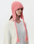 Solid Earflap Tassels Knit Aviator Beanie Hat 6W6HAT663