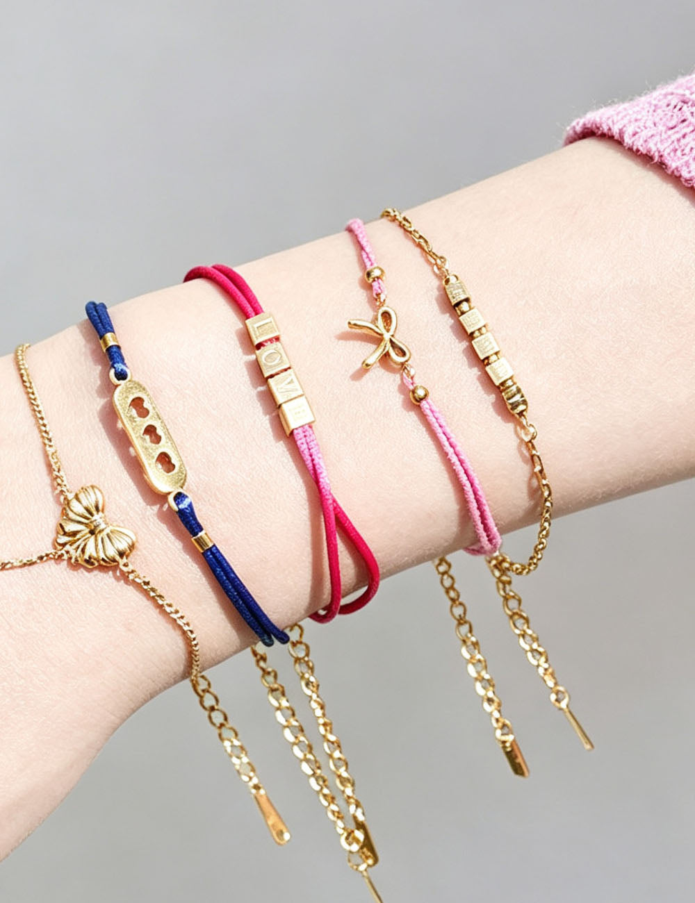 Sweet Gold Plated Bowknot Double Layer Bracelets 6W6JBR480