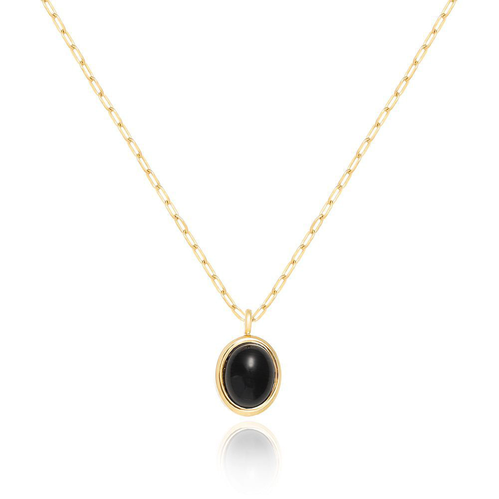 Vintage Oval Gemstone Pendant Choker Necklace 6W6JNC1082