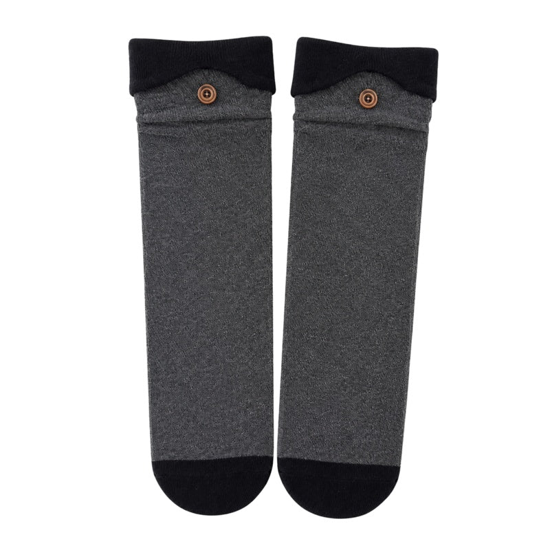 Color Block Button Turn Cuff Socks 6W8FSO650