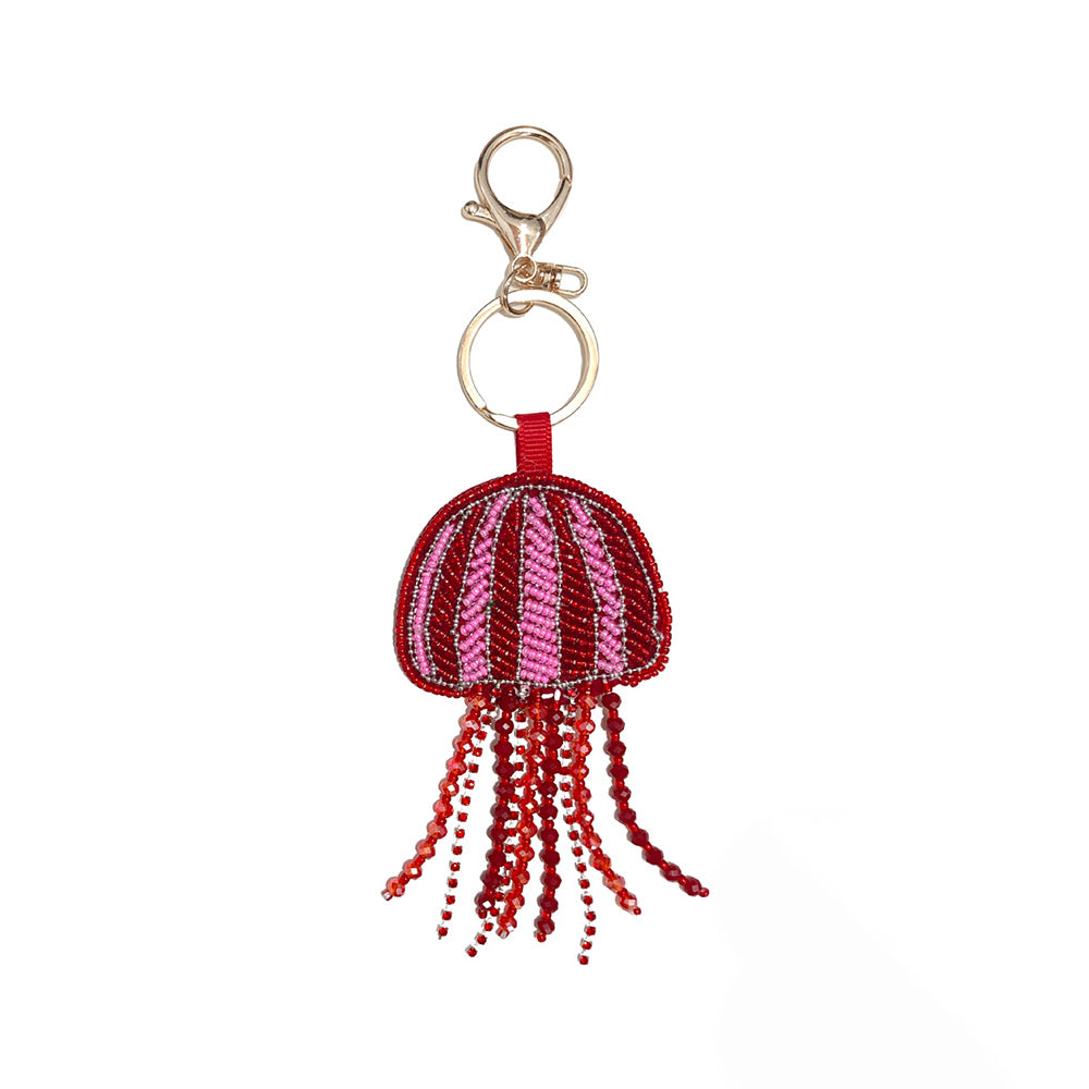 Stylish Rhinestones Beaded Jellyfish Pendant Bag Charm 6W10BBC812