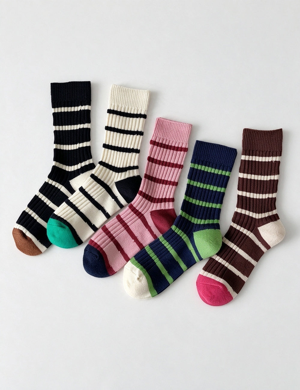 Striped Rib Knit Socks - DippedShop Wholesale - #0467