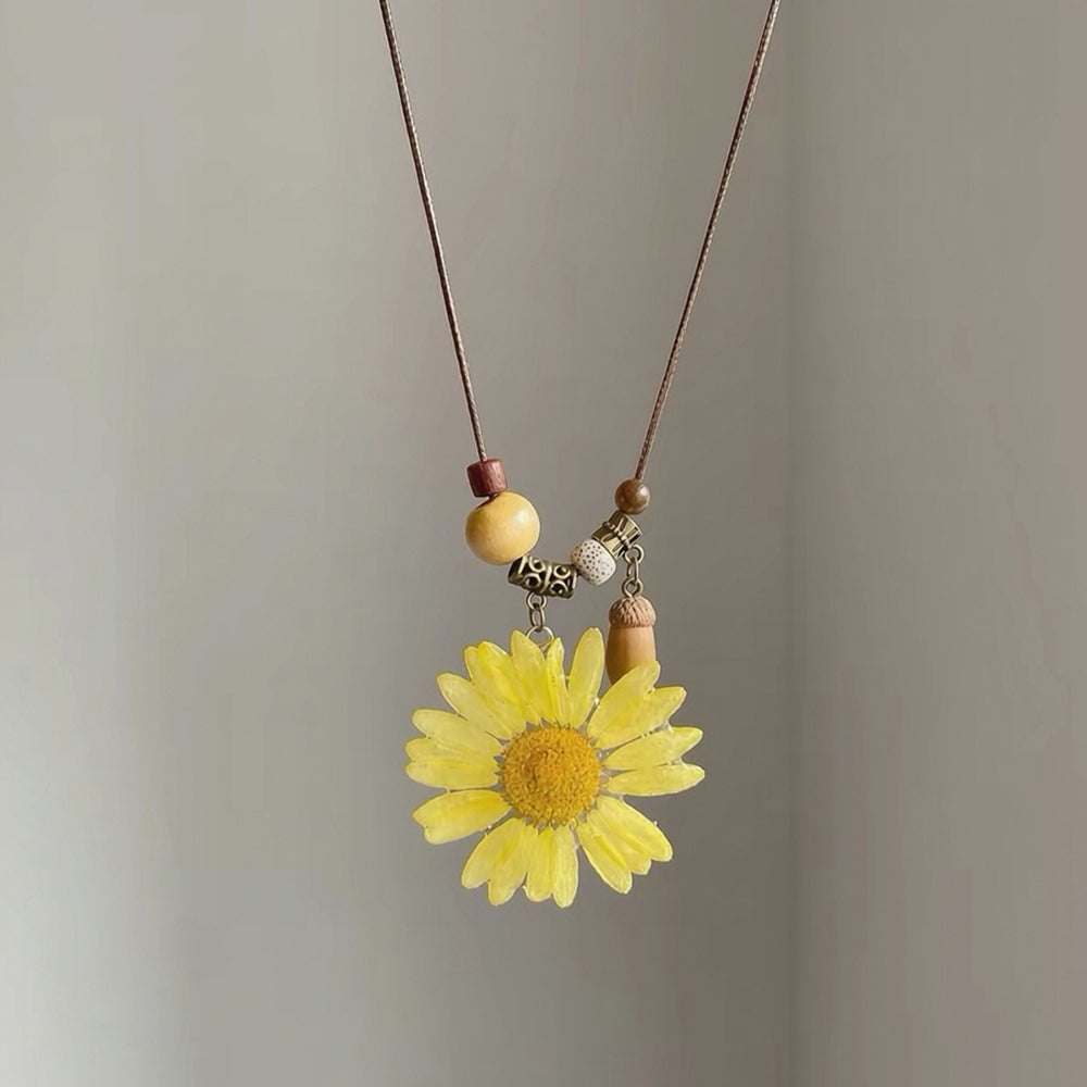 Flower Resin Pendant Necklace - DippedShop Wholesale - #9203