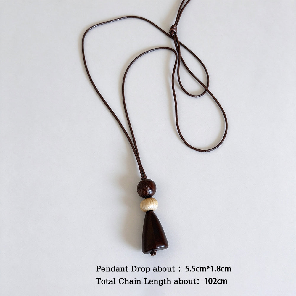 Wooden Geometric Pendant Necklace - DippedShop Wholesale - #1347