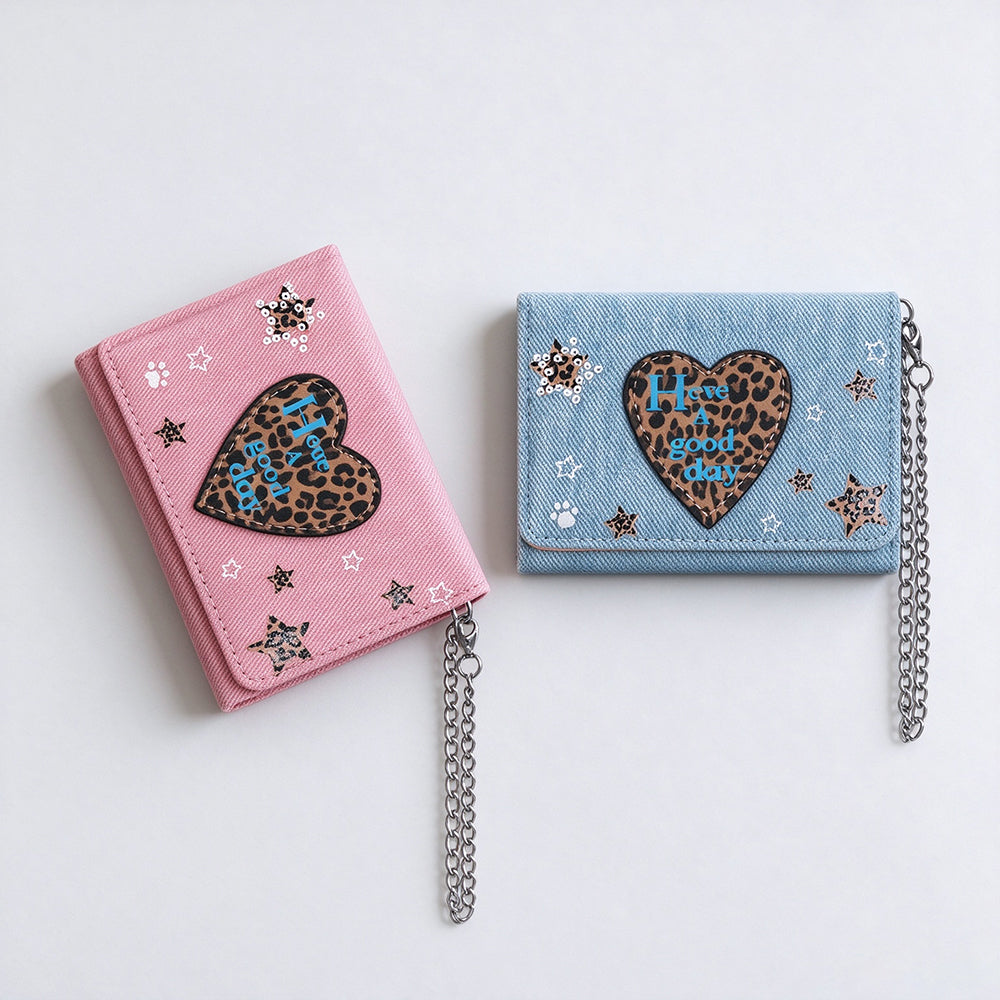 Leopard Print Heart Wallet - DippedShop Wholesale - #7395